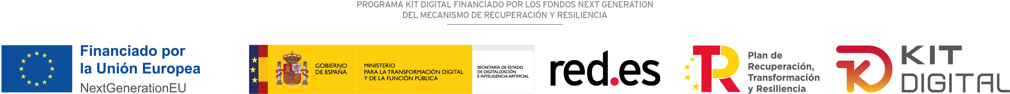 Financiado por la Unión Europea NextGenerationEU · Gobierno de España · red.es · Plan de Recuperación, Transformación y Resiliencia · Kit Digital